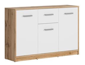 Komoda Matos KOM3D1s, ąžuolo/balta, 118.5 cm x 34 cm x 78.5 cm
