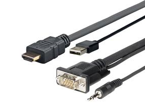 Kabelis Vivolink Pro PROHDMIMVGA1 HDMI / VGA / USB / 3.5mm, HDMI / VGA / USB / 3.5mm, 1 m, melna krās.