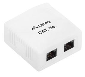Savienojums Lanberg UTP Data Box 2x RJ45, balta krās.