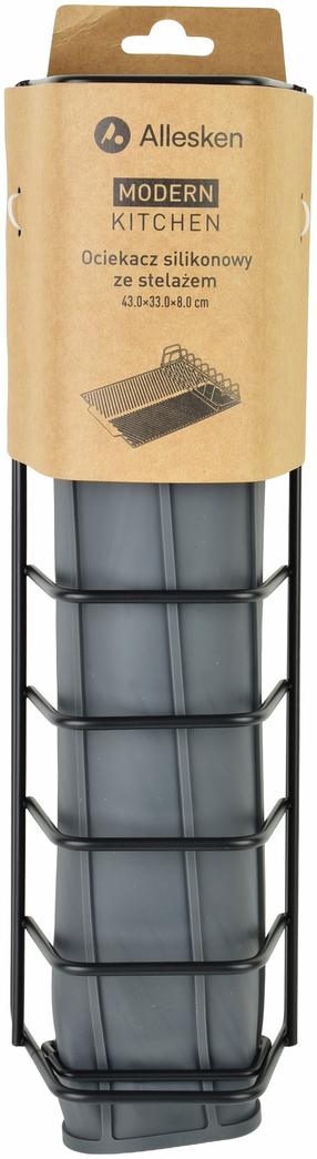 Indų džiovykla Allesken Modern Kitchen, 43 cm x 33 cm x 8 cm, silikonas/metalas, juoda sp.