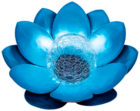 Brīvi stāvošs gaismeklis ar saules bateriju Forever Sunari Lotus Flower, IP44, zila krās.
