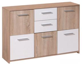 Комод Forte QDRK17-Q45F, дубовый цв./белый цв., 77 см x 114 см x 29.5 см