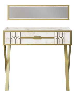 Kosmētikas galds Kalune Design Frida 788DEC4054, zelta krās./balta krās., 80 cm x 32 cm x 90 cm