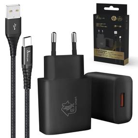 Зарядное устройство для телефона Extralink Smart Life CAB-CHAR-SET01, USB Type C/USB Type A, черный цв., 12 Вт