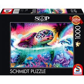 Dėlionė Schmidt Sheena Pike Neon Turtle, 49.3 cm x 69.3 cm, 1000 vnt., įvairių spalvų