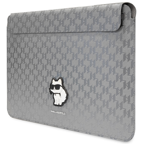 Portatīvā datora apvalks Karl Lagerfeld Saffiano Monogram Choupette KLCS14SAKHPCG, sudraba krās., 14"