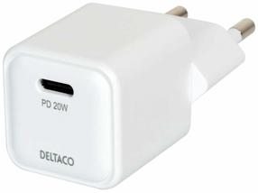 Зарядное устройство для телефона Deltaco USBC-AC150, USB Type C, белый цв., 20 Вт