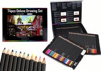 Spalvoti pieštukai Lean Toys Deluxe, 74 vnt.