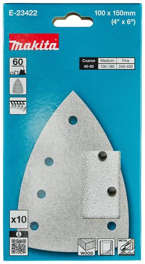 Šlifavimo lapas Makita E-23422, 60, 15 cm x 10 cm, 10 vnt.