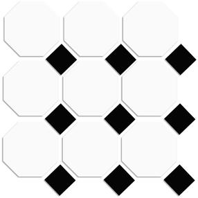 Плитка, керамическая Octagon TT_0013, 9.7 см x 9.7 см, белый цв./черный цв.