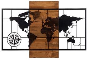 Sienos dekoracija Wallity World Map Wıth Compass, 85 cm x 58 cm