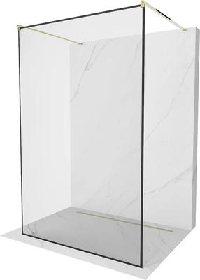 Dušas siena Mexen Kioto Walk-In Black Border, 140 cm x 200 cm, zelta krās./melna krās./rūdītais