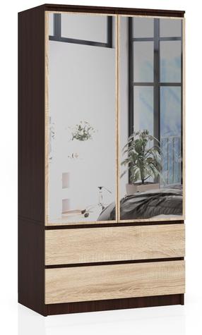 Spinta Akord S90, sonoma ąžuolo sp./tamsiai ruda sp., 51 cm x 90 cm x 180 cm, su veidrodžiu