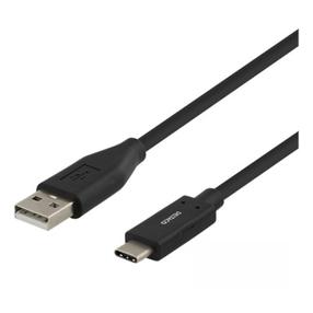 Įkrovimo laidas Deltaco Baltic, USB Type A/USB Type-C, 200 cm, juoda sp.