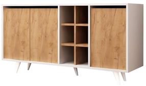 Komoda Kalune Design Prava 811MDD3404, ąžuolo sp./balta sp., 86 cm x 140 cm x 40 cm