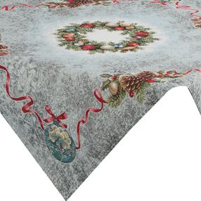Kalėdinė staltiesė kvadratinė OIY-01, raudona sp./žalia sp./pilka sp., 100 x 100 cm