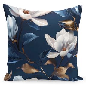 Dekoratīvs spilvena pārvalks Mariall Magnolia, balts krās./zilimelns krās., 40 cm x 40 cm