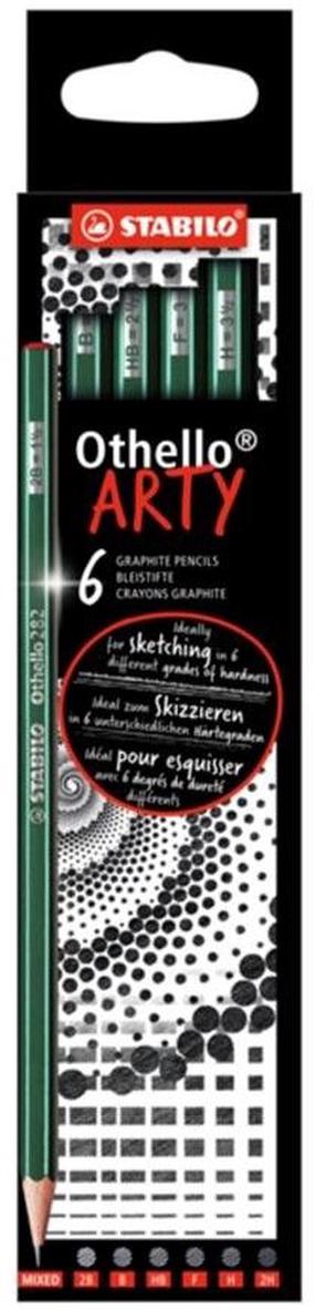 Grafiitpliiats Stabilo Othello 282 Arty, 2H/H/F/HB/B/2B, hall v., 6 tk