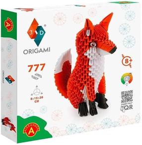 Papīra figūru izgatavošanas komplekts Alexander 3D Origami Fox, balta krās./melna krās./oranža krās.