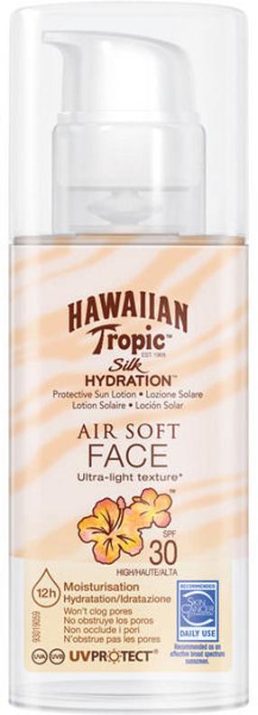 Losjons iedeguma kopšanai Hawaiian Tropic Silk Hydration Air Soft Face SPF30, 50 ml