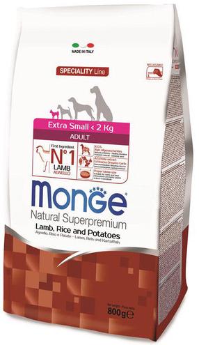 Kuiv koeratoit Monge Speciality Line Extra Small, lambaliha/riis/kartul, 0.8 kg