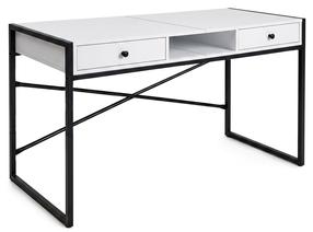 Rašomasis stalas su stalčiais Akord Furniture Factory Elonis, 123 cm x 48 cm, 80.5 cm, balta sp./juoda sp.
