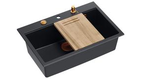 Кухонная мойка Quadron Marc Workstation, гранит, 92 см x 58 см x 29 см, черный цв./медный цв.