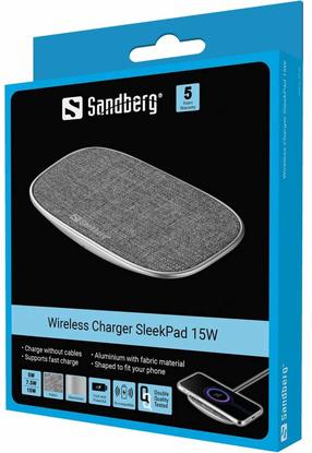 Belaidis įkroviklis Sandberg SleekPad 441-60, Qi Wireless, pilka sp., 15 W