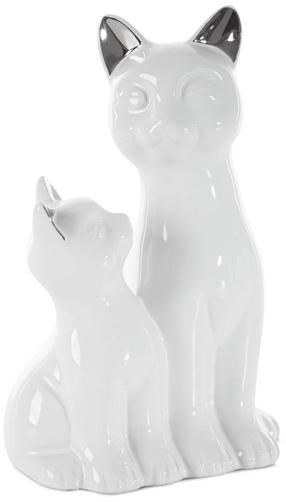 Dekoratyvinė figūrėlė Cat 423323, balta sp./sidabro sp., 15 cm x 11 cm x 22 cm