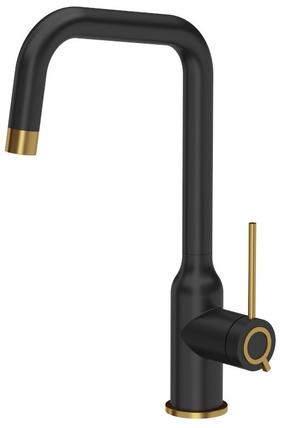 Кухонный смеситель Quadron Natalie Q Line, золотой цв./черный цв.
