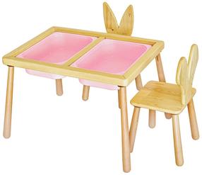 Vaikų žaidimo stalas Kalune Design Table and 2 Chairs, 52 cm, rožinė sp.