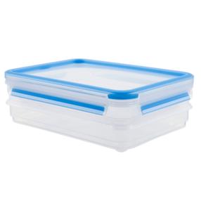 Pārtikas trauks Tefal Masterseal Fresh Box, 0.6 - 1.2 l, 16.3 cm x 22.5 cm, caurspīdīga krās./gaiši zila krās., 2 gab.
