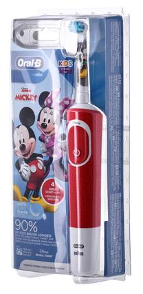 Elektrinis dantų šepetėlis Braun D100 Mickey, balta sp./raudona sp.