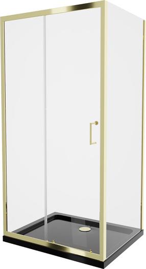 Dušo kabina Mexen Apia 840-130-070-50-00-4070G, stačiakampė, 130 cm x 70 cm x 190 cm, aukso sp./juoda sp./grūdintas