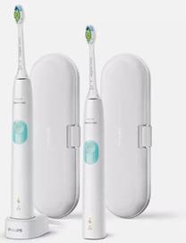 Elektrinis dantų šepetėlis Philips Sonicare ProtectiveClean 4300, balta sp./žalia sp., su stovu Prekė su pažeista pakuote.