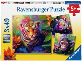 Puzle 3in1 Ravensburger Children of the Jungle, 21 cm x 21 cm, 147 gab., daudzkrāsaina