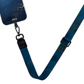 Tālruņa siksniņa Mio Lanyard Midnight Sparkle, zila krās., Universāla