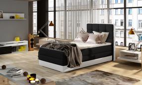 Lova viengulė continental Aster Sawana 14, Soft 17 Left, 90 x 200 cm, balta sp./juoda sp., su čiužiniu, su grotelėmis
