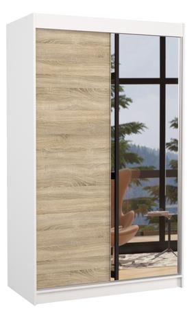 Spinta ADRK Revena 120, ruda sp./balta sp., 58 cm x 120 cm x 200 cm, su veidrodžiu