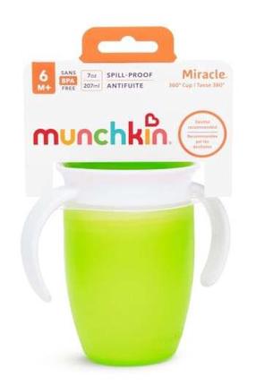 Vaikiškas puodelis Munchkin Miracle 360 01244302, 207 ml, 6+ mėn., plastikas, žalia sp.