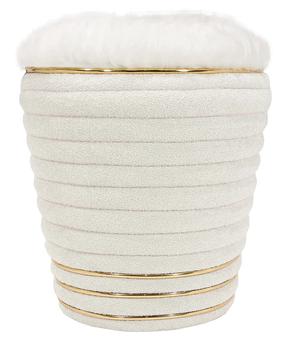 Pufas Kayoom Doric 335 76SMS-WHT, aukso sp./balta sp., 42 cm x 42 cm x 50 cm