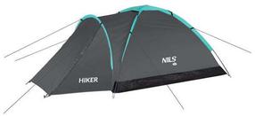 Divvietīga telts Nils Camp Hiker NC6010, grafīta krās./tirkīza krās., 275 cm x 150 cm x 105 cm
