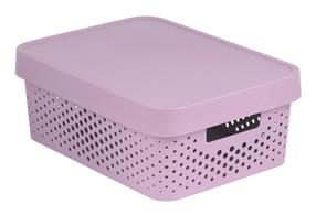 Uzglabāšanas kaste ar vāku, paredzēts uzglabāšanai Curver Infinity Dots, 11 l, rozā krās., 36 x 27 x 14 cm