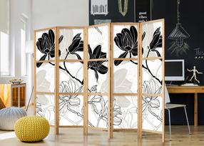 Fototapetas Artgeist Pertvara - Black And White Flowers II Paravent_Sj0006, 172 cm x 225 cm
