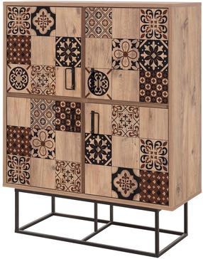 Spintelė Kalune Design Quantum Solo 863SPH5128, juoda sp./mėlyna sp./pušies sp, 93 cm x 36 cm x 115 cm