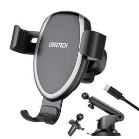 Automobilinis telefono laikiklis Choetech T536 + MicroUSB Cable, juoda sp.