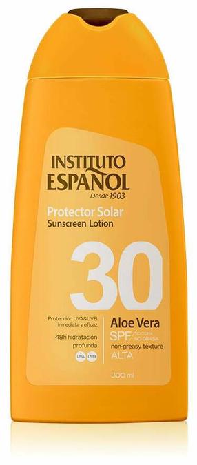 Лосьон для ухода за загаром для тела/для лица Instituto Español Sunscreen Aloe Vera SPF30, 300 мл