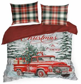 Kalėdinis patalynės užvalkalų komplektas Xmas PTT-020, raudonas/žalias/pilkas, 200 x 220 cm
