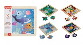 Деревянный пазл Mattel Fisher Price HXV15, 17 см x 17 см, 9 шт., (цвет/дизайн выбирается случайным образом)