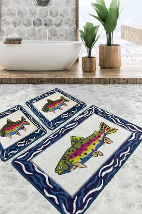 Vonios kilimėlių rinkinys Foutastic Pescado 359CHL5182, įvairių spalvų, 60 cm x 100 cm